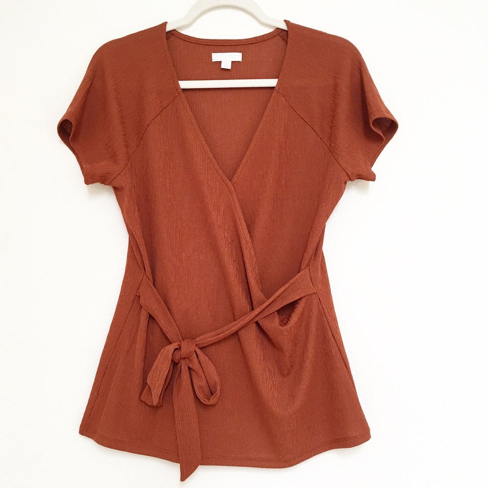 14th&Union Wrap Short Sleeve Top Size Small